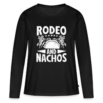 Rodeo Équitation Rodeo & Nachos Cowboy - T-shirt manches longues Premium bio Femme - noir - Devant - Julia (174cm)