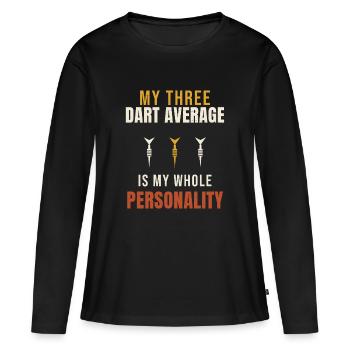 Fléchettes, ma moyenne de trois fléchettes est toute ma personnalité - T-shirt manches longues Premium bio Femme - noir - Devant - Julia (174cm)