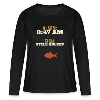 Alarme de pêche 3h47 Le poisson dort toujours Drôle Earl - T-shirt manches longues Premium bio Femme - noir - Devant - Julia (174cm)
