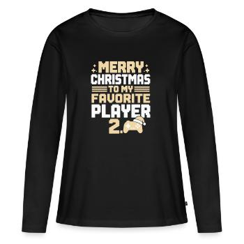 Joyeux Noël à mon joueur préféré 2 gamer - T-shirt manches longues Premium bio Femme - noir - Devant - Julia (174cm)