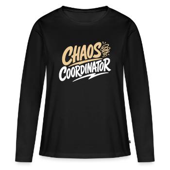 Chemise de la Coordinateur du Chaos Drôle - T-shirt manches longues Premium bio Femme - noir - Devant - Julia (174cm)