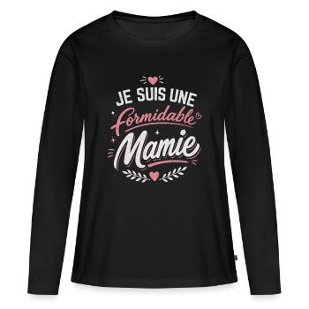 je suis une formidable Mamie - T-shirt manches longues Premium bio Femme - noir - Devant - Julia (174cm)