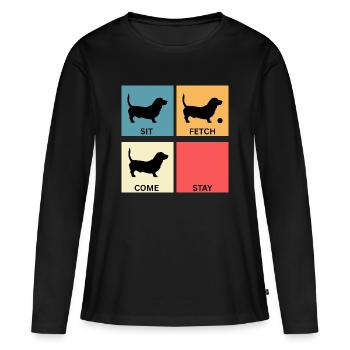 Basset Hound Dog Lover Cadeau pour la Maman du Chien - T-shirt manches longues Premium bio Femme - noir - Devant - Julia (174cm)