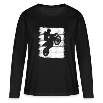 Motocross - T-shirt manches longues Premium bio Femme - noir - Devant - Julia (174cm)