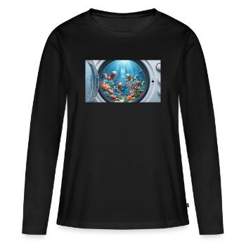Un monde sous-marin surréaliste à l’intérieur d’une machine à laver - T-shirt manches longues Premium bio Femme - noir - Devant - Julia (174cm)
