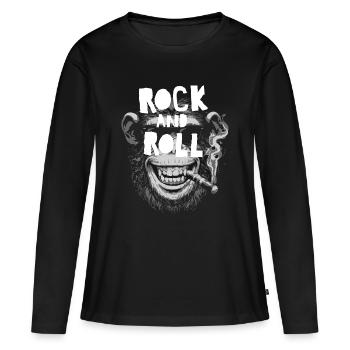 Monkey Rock and Roll Tee - T-shirt manches longues Premium bio Femme - noir - Devant - Julia (174cm)