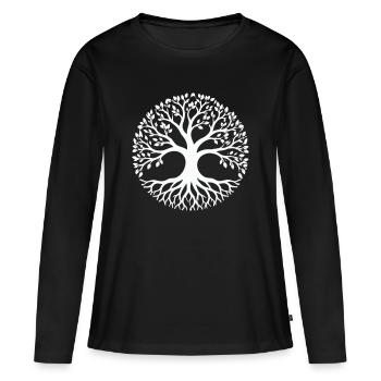 Cercle de la Silhouette de l’Arbre de Vie - T-shirt manches longues Premium bio Femme - noir - Devant - Julia (174cm)