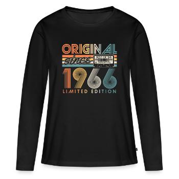 Anniversaire original vintage rétro vintage de 1966 - T-shirt manches longues Premium bio Femme - noir - Devant - Julia (174cm)