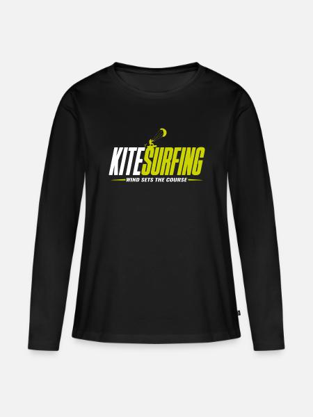 Kitesurfen - Wind Design - Frauen Premium Bio Langarmshirt - Schwarz