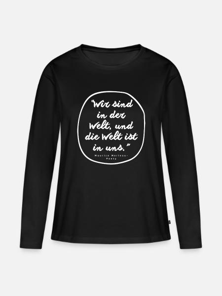 Wir sind in der Welt - Frauen Premium Bio Langarmshirt - Schwarz