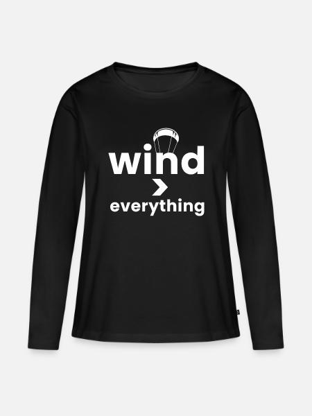 Wind > Everything - Frauen Premium Bio Langarmshirt - Schwarz