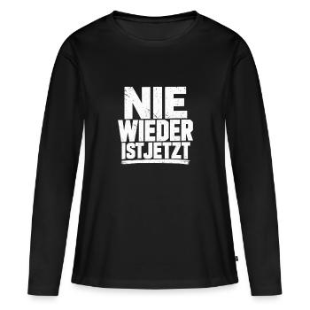 Nie Wieder Jetzt Grunge Typo antifaschist antifa  - Frauen Premium Bio Langarmshirt - Schwarz - Vorne - Julia (174cm)