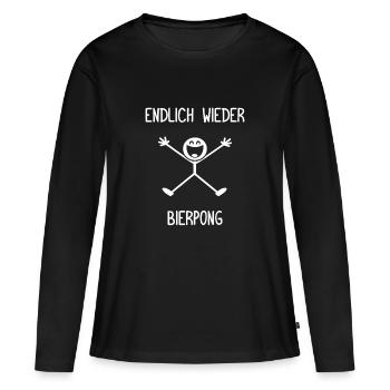 Endlich wieder Bierpong Beer-Pong - Frauen Premium Bio Langarmshirt - Schwarz - Vorne - Julia (174cm)