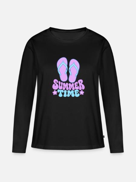 Summertime Flip Flops - Frauen Premium Bio Langarmshirt - Schwarz
