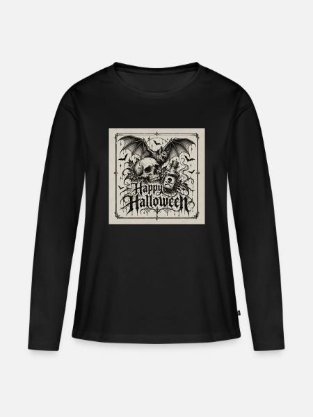 Happy Halloween gothic Style - Frauen Premium Bio Langarmshirt - Schwarz