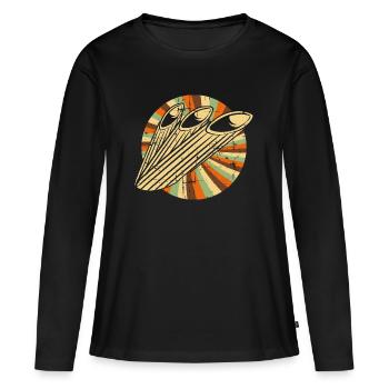 Pâtes - T-shirt manches longues Premium bio Femme - noir - Devant - Julia (174cm)