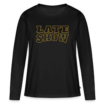 Graphique late show - T-shirt manches longues Premium bio Femme - noir - Devant - Julia (174cm)