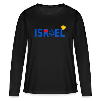Israël avec l'étoile de David Heart Sun - T-shirt manches longues Premium bio Femme - noir - Devant - Julia (174cm)