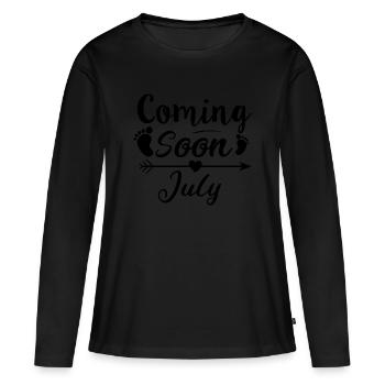 baby is coming soon july - Women's Premium Organic Long Sleeve Shirt - black - Front - Julia (174cm)