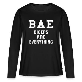 GYM BAE Biceps sont tout drôle de remise en forme - T-shirt manches longues Premium bio Femme - noir - Devant - Julia (174cm)