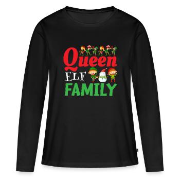 Elfes de la famille des elfes de Noël - T-shirt manches longues Premium bio Femme - noir - Devant - Julia (174cm)