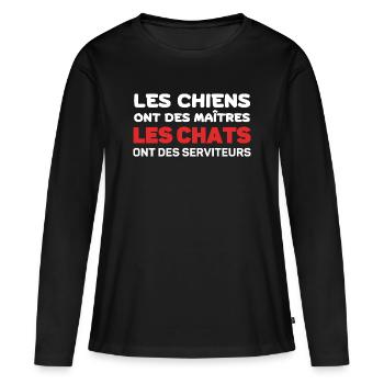 Chats et Chiens: Maîtres et Serviteurs - T-shirt manches longues Premium bio Femme - noir - Devant - Julia (174cm)