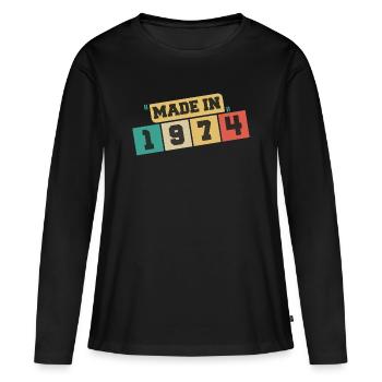 1974 anniversaire 1974 né en 1974 anniversaire - T-shirt manches longues Premium bio Femme - noir - Devant - Julia (174cm)