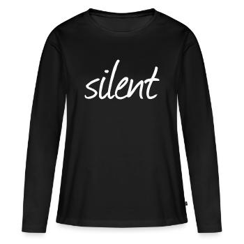SILENT - Frauen Premium Bio Langarmshirt - Schwarz - Vorne - Julia (174cm)