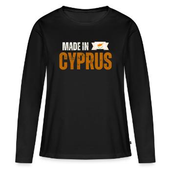Hergestellt in Zypern, zypriotischer Stolz - Frauen Premium Bio Langarmshirt - Schwarz - Vorne - Julia (174cm)