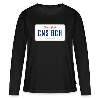 Plage Cousins – Plaque d’immatriculation - T-shirt manches longues Premium bio Femme - noir - Devant - Julia (174cm)