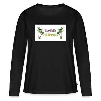Idylle de l’île Caribbean Cabin Palm Trees - T-shirt manches longues Premium bio Femme - noir - Devant - Julia (174cm)
