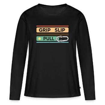 Grip Slip Pull - T-shirt manches longues Premium bio Femme - noir - Devant - Julia (174cm)