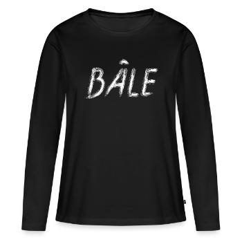 Bale en lettrage brush blanc - T-shirt manches longues Premium bio Femme - noir - Devant - Julia (174cm)