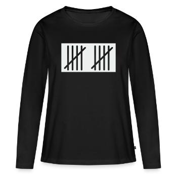 10_stripes- - T-shirt manches longues Premium bio Femme - noir - Devant - Julia (174cm)