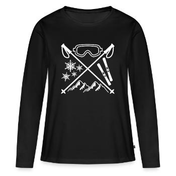 SKIURLAUB - Frauen Premium Bio Langarmshirt - Schwarz - Vorne - Julia (174cm)