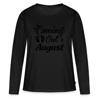 Bébé enceinte vient août - T-shirt manches longues Premium bio Femme - noir - Devant - Julia (174cm)