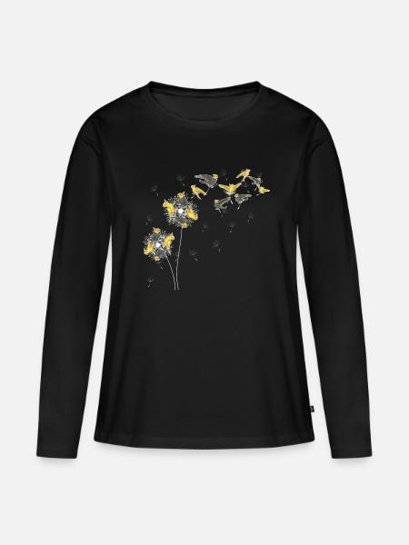 Pusteblume Vogel Papagei Geschenk Nymphensittich - Frauen Premium Bio Langarmshirt - Schwarz