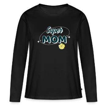 Super mom. Super maman - T-shirt manches longues Premium bio Femme - noir - Devant - Julia (174cm)