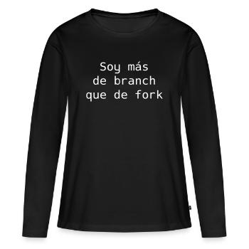 Ich bin eher ein Ast als eine Gabel - Frauen Premium Bio Langarmshirt - Schwarz - Vorne - Julia (174cm)