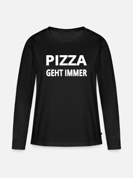 Pizza - Frauen Premium Bio Langarmshirt - Schwarz