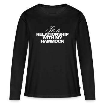 En couple avec mon hamac - T-shirt manches longues Premium bio Femme - noir - Devant - Julia (174cm)