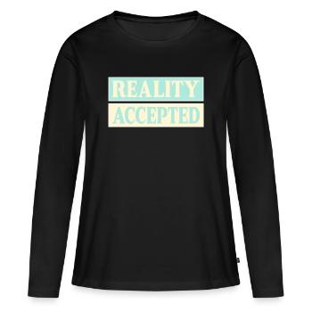Réalité acceptée - T-shirt manches longues Premium bio Femme - noir - Devant - Julia (174cm)