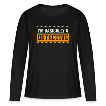 Détective - T-shirt manches longues Premium bio Femme - noir - Devant - Julia (174cm)