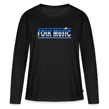 Musique Folk Rétro - T-shirt manches longues Premium bio Femme - noir - Devant - Julia (174cm)