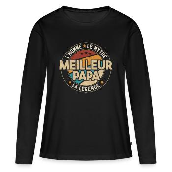 Meilleur Papa Cadeau Papa Meilleur Père - T-shirt manches longues Premium bio Femme - noir - Devant - Julia (174cm)