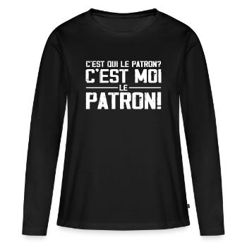 C'est Qui Le Patron C'est Moi - T-shirt manches longues Premium bio Femme - noir - Devant - Julia (174cm)