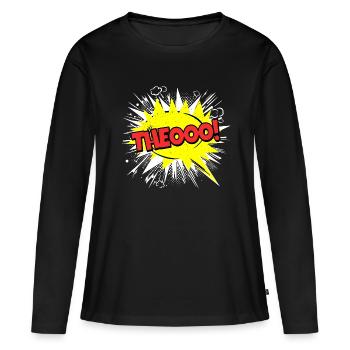 Theo nom drôle bulle de texte Theooo ! - T-shirt manches longues Premium bio Femme - noir - Devant - Julia (174cm)