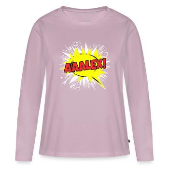 Alex Name Funny Speech Bubble Aaalex! - Women's Premium Organic Long Sleeve Shirt - dusky pink - Front - Julia (174cm)