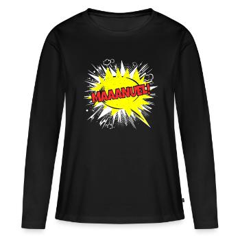 Manuel Nom Drôle de bulle de dialogue Maaanuel ! - T-shirt manches longues Premium bio Femme - noir - Devant - Julia (174cm)