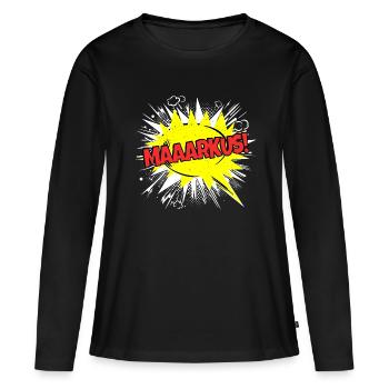Markus Nom Drôle Bulle Maaarkus ! - T-shirt manches longues Premium bio Femme - noir - Devant - Julia (174cm)